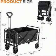 All Terrain Folding Wagon Heavy Duty Collapsible Cart With Large Wheels For Beach Sand Camping Garden - Folding Wagons - View 3