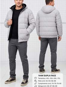 High Quality Double-Sided Puffer Jacket - Light Grey - View 4
