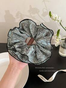 1/2PCS Premium Vintage Print 4-Layer Scrunchie Hair Tie For Women, 2026 New Style Hair Rope For Ponytail And Bun Hair Accessory Elastics Rubber Bands - Multicolor - View 3