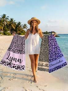 Customizable Leopard Print Beach Towel | Large Size Microfiber Quick-Dry, Ultra-Soft Fabric, Perfect For Camping, Surfing, Swimming, And Beach Fun, Polyester Material, Modern Style, Summer Essential - Multicolor - View 1