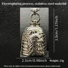 AD 復古龐克天使驅邪鈴，淺灰色不鏽鋼摩托車鈴，男女通用騎行裝飾改裝配件，適用於摩托車與自行車，E Flag - 雄鷹旗幟 - View 6