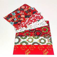6入/組 金箔系列田園風小花印花布料、花卉心形格紋印花縫製布料、被面拼接裝飾布料片，適合DIY初學者拼接布料、床上用品、窗簾、枕套、DIY手工藝配件 - A - 查看 1