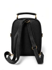 Women's Small Mini Backpack Bag, Premium PU Leather, Luxury Casual, Reinforced, With Keychain W3018 - 黑色 - 查看 2