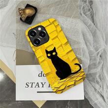 Case For IPhone 16 Pro, Colorful Pineapple Design, Liquid Silicone Case, Impact Resistant, Anti-Scratch, Shockproof - 黃紙,黑貓 - 查看 6