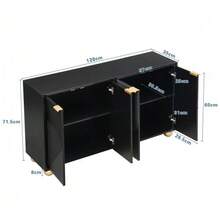 Buffet With Four Molded Doors, Adjustable Interior Shelves, Metal Handles And Ball-Shaped Feet. - 黑色 - 查看 5