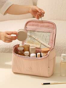 Hanging Toiletry Bag, Multi-Compartment Transparent Pocket Design With Hook, Large Capacity Portable Handheld Cosmetic Bag For Travel, Unisex Toiletry Organizer With Hook - Multicolor - View 6