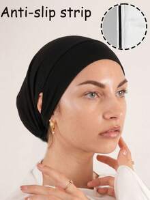 1pc Women's Solid Color Anti-Slip Earloop Hijab Cap, Hijab Undercap, Soft & Comfortable Muslim Base Cap, Casual Versatile To Match Hijab - Multi-color - Anti-slip Cap With Ear Piercing - View 2
