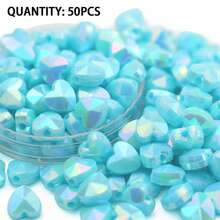 50 Peças Contas Acrílicas em Formato de Coração Multicoloridas de 8mm - Contas de Joias em Cores Arco-Íris, Adequadas para Pulseiras DIY, Colares, Brincos - Materiais Únicos de Artesanato com Contas Decorativas - Faça você mesmo contas de coração de cor sólida - Visão 14