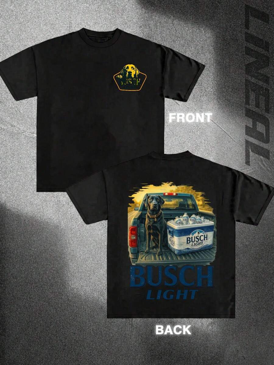 Men's T-Shirt Beer Light Fish Scene Logo Y2K Style | 100% Cotton | Soft Comfortable | Perfect For Daily Wear | Gift | Unisex - Black - View 1