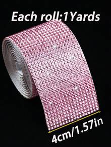 1 Yard Self-Adhesive Shiny Crystal Rhinestone Ribbon, Christmas Decor Rhinestone Glitter Sticker, DIY Car Computer Makeup Desk Craft, Wedding Party Decor Sticker Roll, 2mm Rhinestone Production (Red/Silver/Pink/Gold) - 1 Yard Pink - View 12