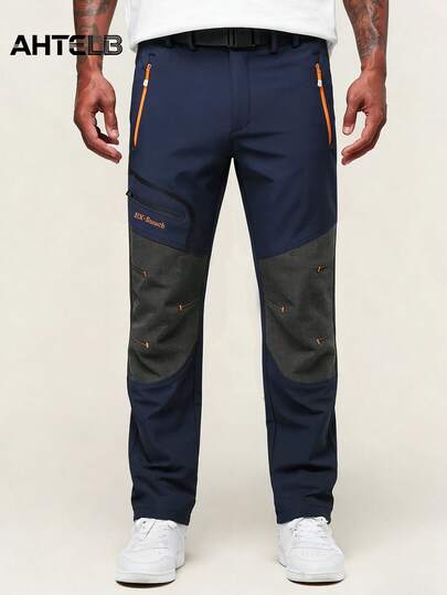  AHTELB Men's Spring And Autumn Cargo Pants, Casual Straight Leg Outdoor Hiking Pants, Windbreaker Trousers