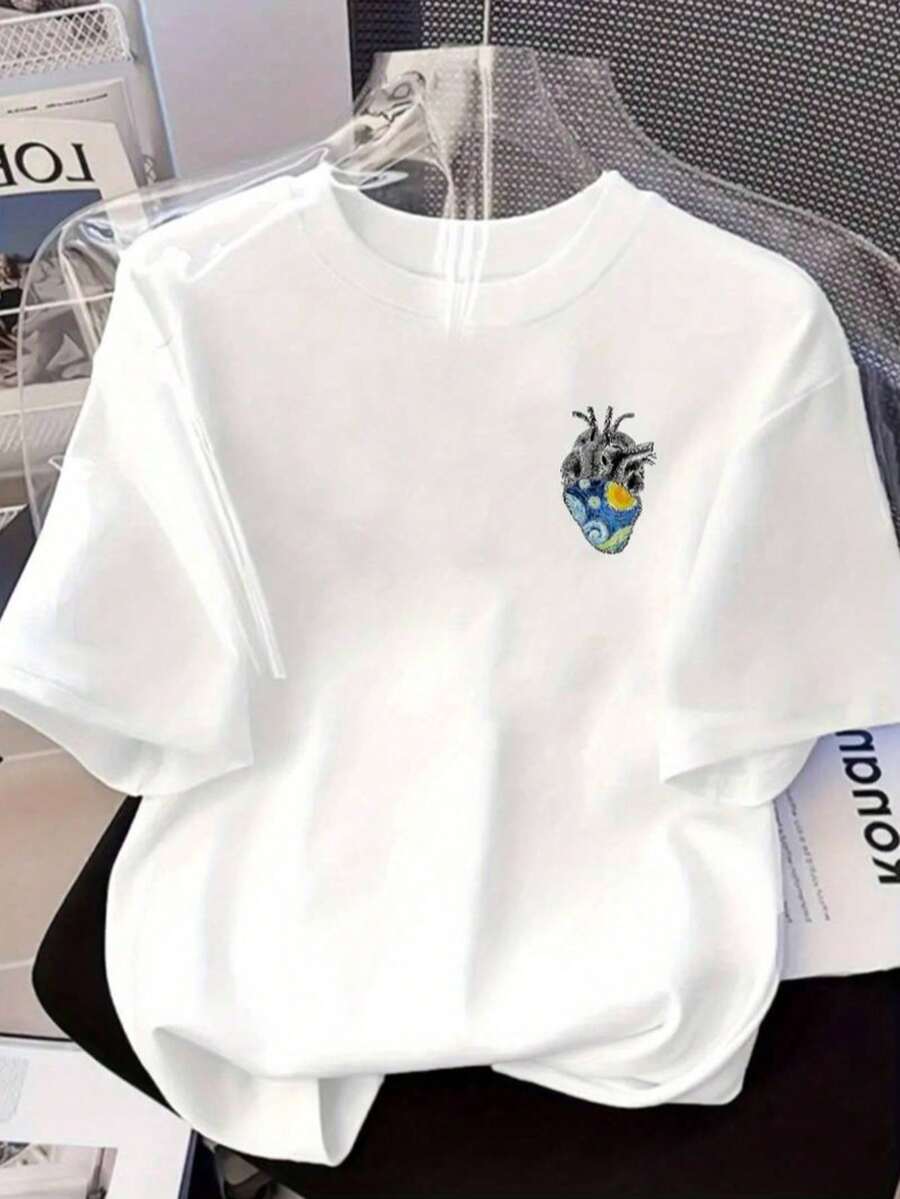 Custom Printed Short-Sleeved T-Shirt, Summer Features, Loose And Fitted, Suitable For All Body Types, The Cotton Fabric Is Soft And Breathable. - 白色 - 查看 1