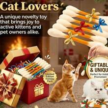 6pcs Cat Cat Cotton Swabs Cat Toys, Cat Infused Durable Chew Toys, Interactive Cat Wands, Great Gift For Cat Lovers - Multicolor - View 9