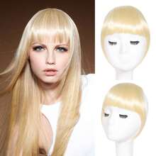 Synthetic Fiber French Bangs Clip-In Hair Piece, Lightweight Front Hair Extensions With Sideburns, For Women, Pure Black, Halloween - Multicolor - View 21