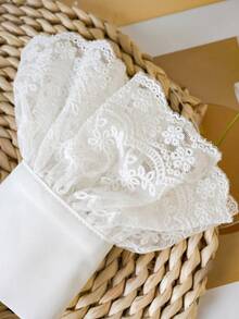 1 đôi tay áo ren màu trơn, thích hợp cho đám cưới, tiệc tùng và các dịp đặc biệt khác, có thể phối cùng áo len, áo sơ mi, áo hoodie, v.v. - Nhiều màu - Xem 3