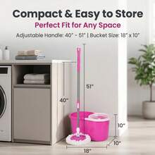 Effortless Floor Care Spin Mop And Bucket Set - 360° Rotating Floor Cleaning System With 8-Shaped Bucket, Ergonomic Long Handle Mop To Relieve Back Pain - 1101WM - Xem 5