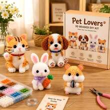 3D Beaded Animal DIY Kit, Complete Beginner Craft Set With All Materials & Instructions, Fun Handmade Figurine Project , Home Decor & Gifts - I - 查看 1