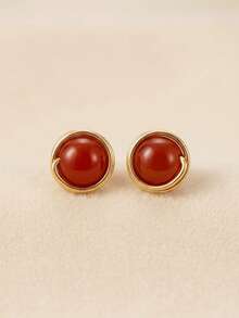 Women Stud Earrings - Red - View 1