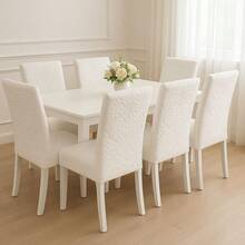 Quilted Chair Cover Kit With 6 Units - Exclusive Anti-Cat Spandex - 白色 - 查看 1