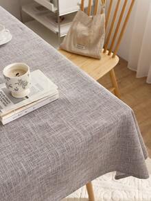 1pc Nordic Style Grey Rectangular Tablecloth - Linen-Like Fabric, Rectangular Design, Perfect For Kitchen/Dining Room Decor, Garden Tea Party, Family Gathering And Casual Outdoor Dining. Outdoor Movie Night, Indoor Dining Table Decor, Party Table Setting - Light Grey - View 2