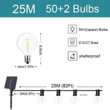 G40 Luces de Cadena Solares para Exteriores LED Alimentadas por Energía Solar Luces de Cadena de Globo Impermeables Luces Colgantes, Adecuadas para Jardín, Patio Trasero, Porche, Patio, Decoración de Balcón - luz cálida - Ver 14