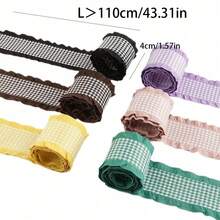 Fita de Poliéster Pied-de-poule para Artesanato DIY, Acessórios de Vestuário, Embalagem de Flores, Caixa de Presente - Multicolorido - Visão 5