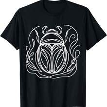 ラインアート 昆虫学者 スカラベ カブトムシ Tシャツ - ブラック - チェックする 10