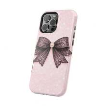 Apple 17 16 15Pro Max Plus Lace Bow Pearl Pink Phone Case |   Magnetic Shockproof Case 23 24 25 26 - 白色 - 查看 3