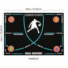 1pc Basketball Skill Grip Mat - Footwork Training Pad With Step Guidance, Anti-Slip For Dribbling & Shooting Drills,Basketball Footwork Training Mat - Marked Step Positions (Open Stance/Drop/Reset), Non-Slip Skill Practice Pad - Black - View 12
