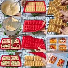 1pc 4-Cavity Waffle/Pancake/Cookie/Chocolate Mold, Breakfast Waffle/Pancake Baking Pan, Heat Resistant Up To 220°C, Non-Stick, Suitable For Breakfast, Desserts, Etc. - Red - View 5