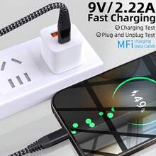 Type-C To Lightning Fast Charging Data Cable, Multiple Lengths Available. MFi Certified, Durable Nylon Braided Cable. Compatible With IPhone 17 To 13 Series, Stable And Fast Charging. Suitable For Daily Use And Gifts. - Multicolor - View 7