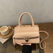 Bolso de cuero genuino para mujer, elegante bolso de mano y de hombro para oficina, citas y fiestas. Nuevo modelo de primavera 2026, moda de lujo ligero, diseño casual y sencillo, bolso cruzado de un solo hombro con textura para uso diario. - Rosa - Ver 4