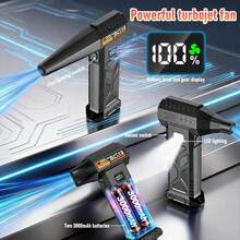 4-In-1 Portable High-Power Turbo Fan, 9000000RPM, High-Speed Brushless Motor, Handheld Turbo Cooler, Car Cleaning Blower, Electronic Duster, Built-In 2 Pcs 3000mAh Rechargeable Batteries, Cooling In Summer, Blowing Snow In Winter, Camping Fire Starter, Car Seat & Interior Cleaning, Compact & Portable, Essential For Home & Travel - Powerful Turbo Fan - View 4