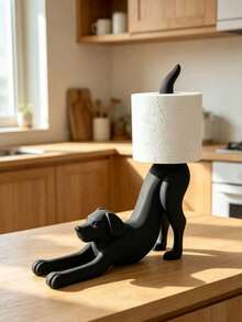 1個可愛伸展式狗/貓/獅子衛生紙盒 - 迷人浴室裝飾與收納用品，趣味衛生紙捲分配器，幫助您打造時尚整潔的浴室空間，適用於浴室、房間、收納與整理裝飾配件，附衛生紙盒，需組裝，無金屬零件，省空間衛生紙分配器，多功能層架 - 彩色 - 查看 9