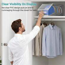 1pc Stackable Hat Rack, Suitable For Baseball Caps, Transparent Hat Rack Holds 12 Hats, Men's Hat Box Display With Cardboard - Multicolor - View 7