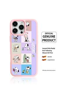 Miniso Snoopy聯名卡通圖案手機殼，粉色邊框透明壓克力背板手機殼，夏季手機殼，節日禮物，防滑、防摔、防指紋手機殼，適用於iPhone 17, 17 Air, 17 Pro, 17 Pro Max, 11, 12, 13, 14, 15, 16 Pro, 16 Pro Max, 14 Plus, 15 Plus, 16 Plus, 16 Pro, 16 Pro Max, XR - 粉色 - 查看 1