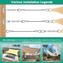 4 PCS 10ft Sun Shade Sail Hardware Kit, 304 Stainless Steel Cable Wire With Nylon Coating - For Rectangle Triangle Square Shade Sail Installation, Outdoor Garden Patio - As Pic - View 5