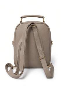 Women's Small Mini Backpack Bag, Premium PU Leather, Luxury Casual, Reinforced, With Keychain W3018 - 灰色 - 查看 4