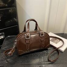 Bolso de Cuero Genuino para Mujer, Elegante Bolso de Mano y de Hombro para Oficina, Citas y Fiestas. - Negro - Ver 12
