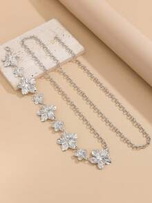 1 chiếc dây xích eo/dây xích quần/dây xích váy phong cách vintage thời trang, thiết kế cá nhân hóa, kim loại mài mòn, hoa lớn dạng vòng, phối patchwork, phụ kiện quần áo Bohemian cao cấp, đa năng, phù hợp cho nữ mặc trong mọi dịp - Bạc - Xem 4