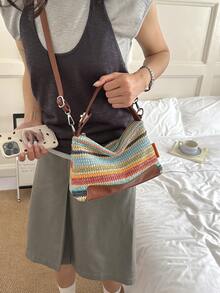 Handmade Woven Bag, New Versatile Commuter Shoulder Crossbody Handbag For Women - Multicolor - View 3
