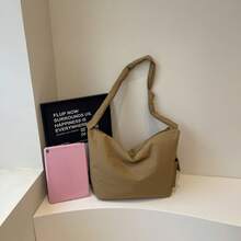Borsa a tracolla di alta qualità per donna - design minimalista, versatile per il tempo libero e i viaggi - Cachi - Visualizzare 3