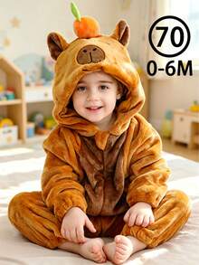 1pc Baby Cartoon Animal Pattern Long Sleeve Zipper Cute Comfortable Outfit, Unisex Baby Clothing, Suitable For Daily Wear And Holiday Gifts - Multicolor - View 16