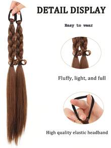 2pcs 20 Inch Synthetic Long Braided Ponytail Hair Extensions With Rubber Band For Women Daily Use Braided Hair Bundles - Multicolor - View 5