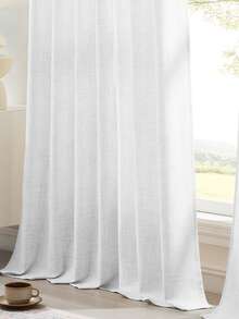 1 pieza/2 piezas Cortinas filtradoras de luz/Cortinas con bolsillo para barra/Cortinas con pinzas, filtrado de luz equilibrado, disponible en múltiples tamaños y colores, textura similar al lino adecuada para sala de estar, dormitorio, cocina, estilo granja, decoración de alquiler, cortinas blancas - Blanco - Ver 9