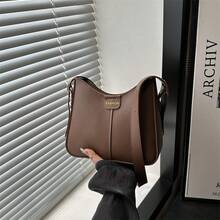 Bolso de cuero genuino de lujo, clásico y elegante, adecuado para uso diario y ceremonias. Bolso de hombro y bandolera tipo cubo con colgante, de gran capacidad, color sólido, textura casual vintage, nueva moda para mujer 2026. - Adorno de pompón color caqui - Ver 4
