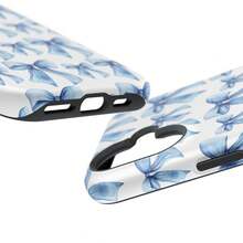 Apple 17 Pro Max Plus Blue Watercolor Bows Phone Case |   MagSafe Shockproof Case 23 24 25 26 - 白色 - 查看 4