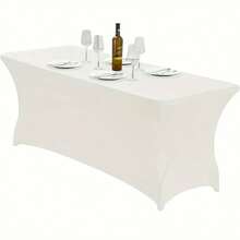 1/2pcs Wedding Banquet Rectangular Rounded Polyester Tablecloth, Full Table Coverage, Wrinkle-Resistant, Washable, Elastic And Snug Fit, Suitable For Indoor, Outdoor, Patio, Picnic, Camping, Party, Wedding, Banquet And Other Occasions. - Multicolor - View 16