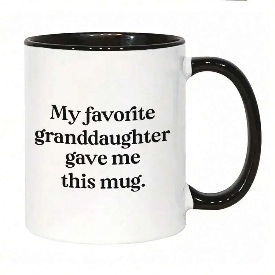 Grandmother And Granddaughter Mug - 11 Oz Black And White Coffee Mug With The Words 'My Favorite Granddaughter', Hand Wash Only - Grandparents Day, Treasured Gift For Grandmothers And Grandchildren - 黑色 - 查看 1