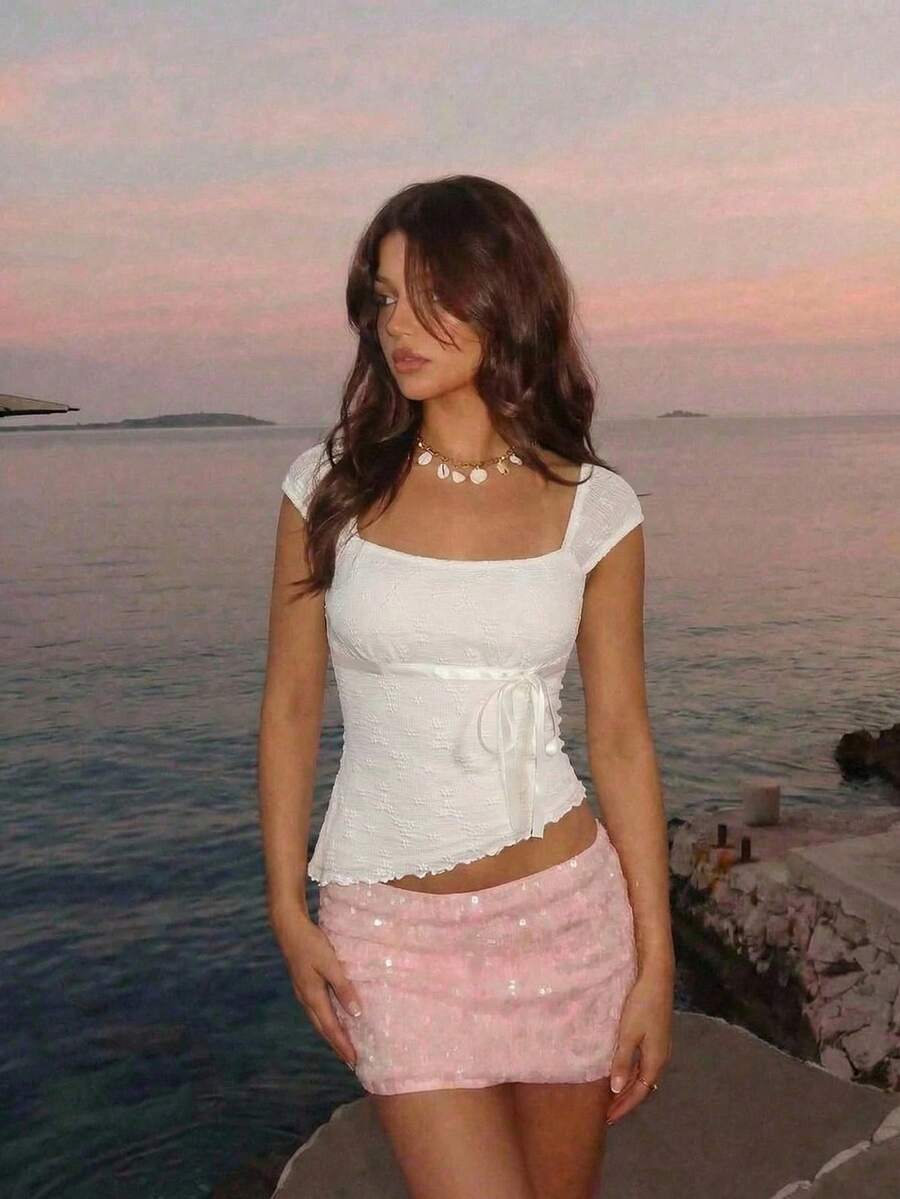 MOD 3 piezas Tops de tirantes y camisetas de mujer - Albaricoque - Ver 1